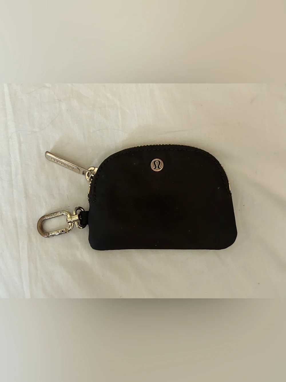 Lululemon Black On Size Coin/ Card Keychain Goldtone Hardware